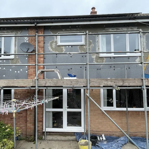 EWI insulation board installation in progress on Burncross Sheffield property — P&R Solutions